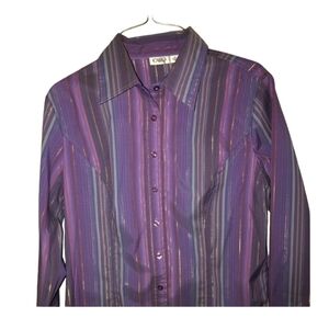 Cato button down long sleeve striped purple shirt size medium
